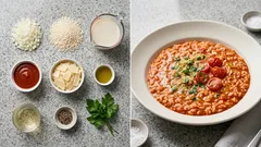 냉동밥으로 10분 완성: 토마토소스+식물성 치즈로 꾸덕한 비건 리조또